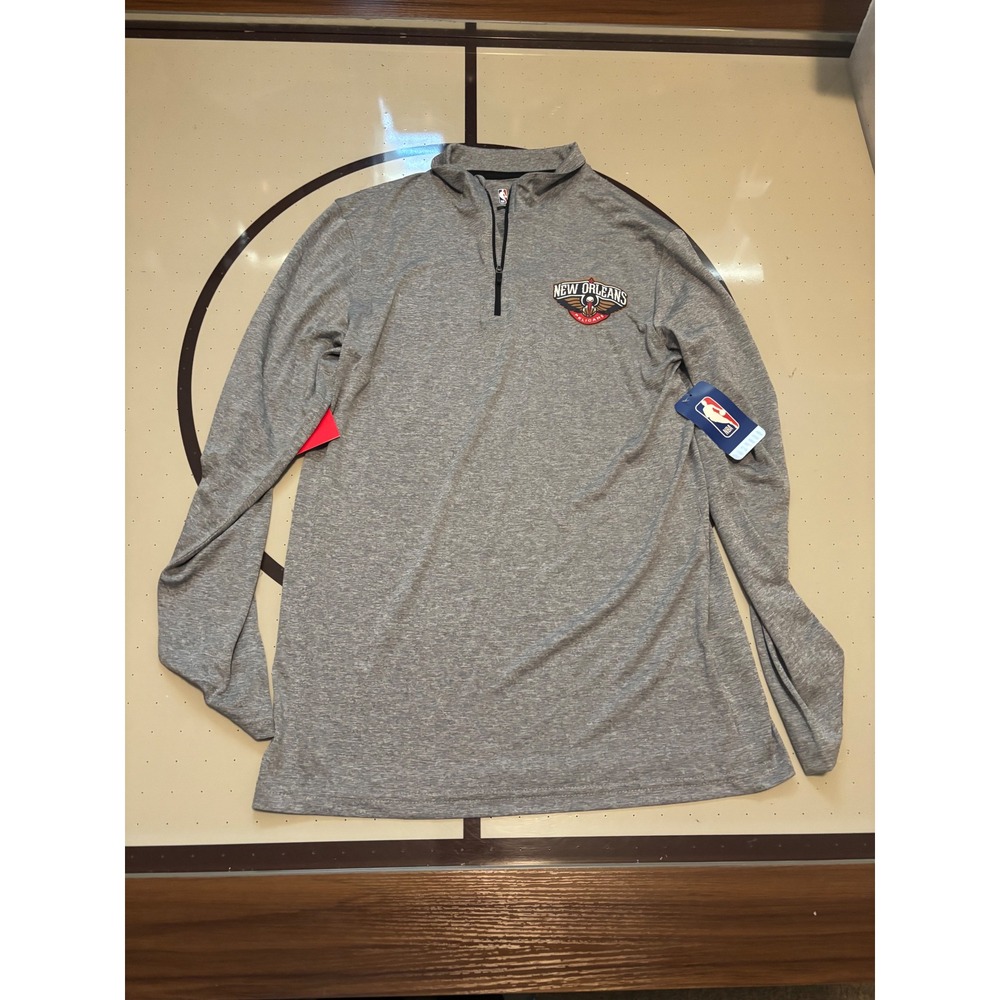 032 NBA New Orleans Pelicans Ultra Game Mens Small Quarter Zip Pullover Gray NWT